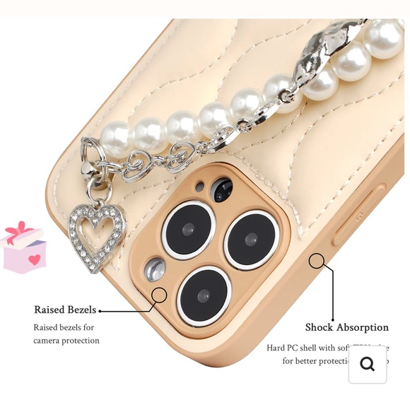 WHIMVOY Pearl Chained 16 Pro Max iPhone case w/detachable cross-body strap NIB - Picture 5 of 8